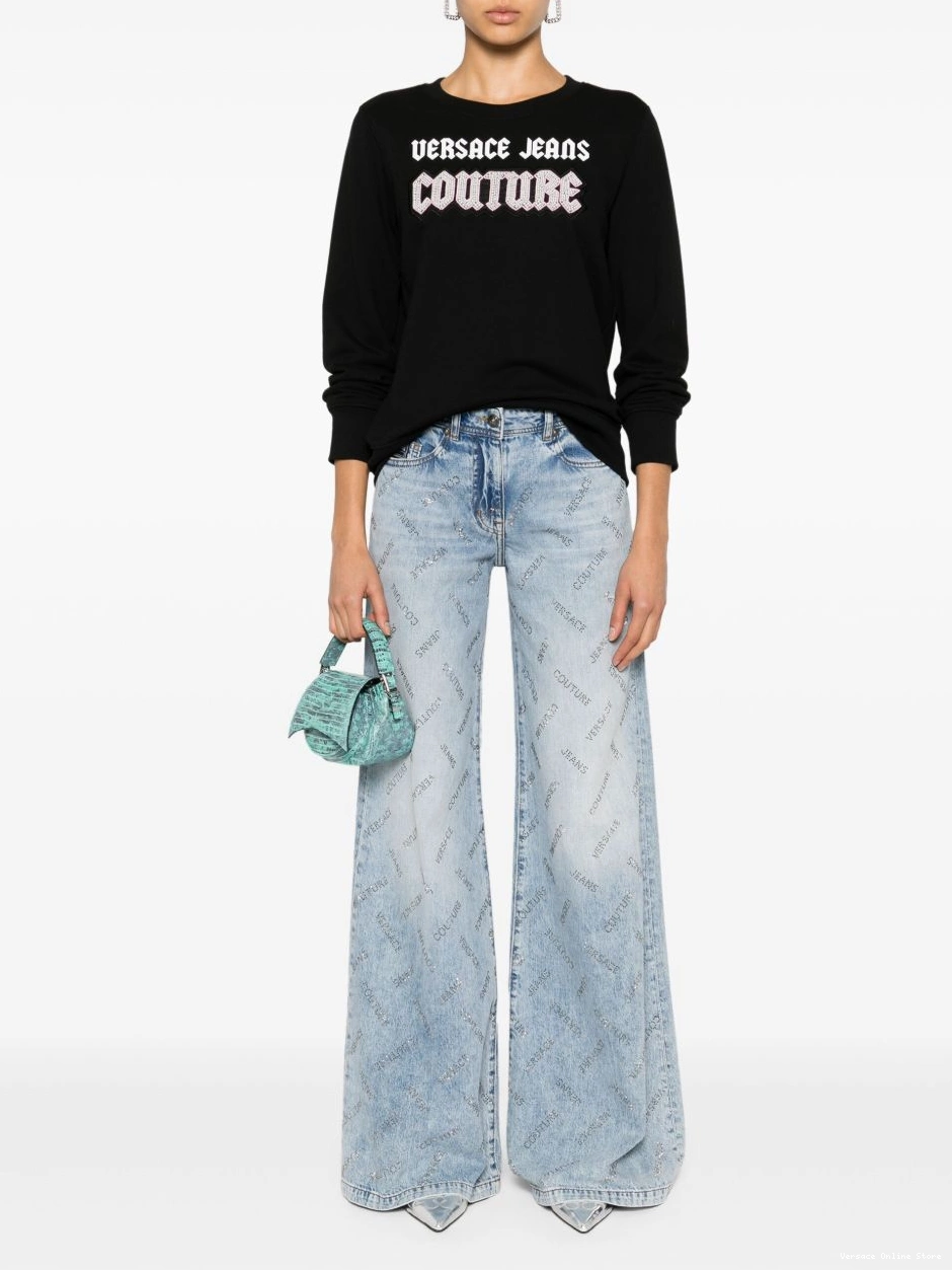 Affordable Women bead-embellished Couture cotton sweatshirt Versace Jeans 0819